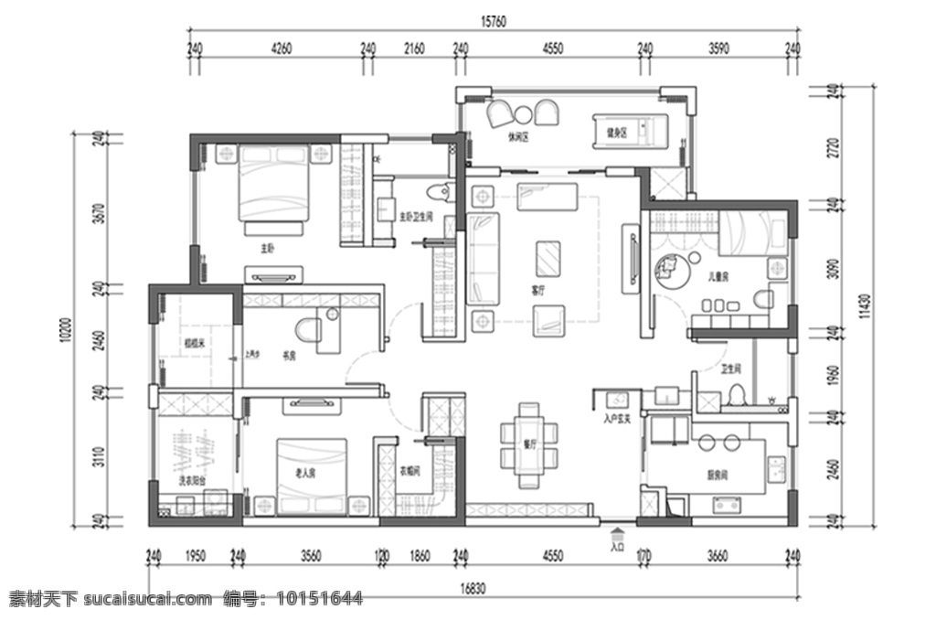 cad 四 居室 户型 平面 方案 多层 图 定制 高层 住宅 室 两 厅 居室布局定制