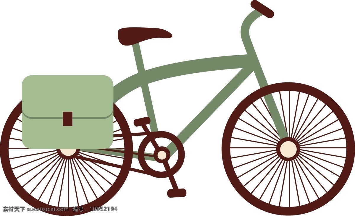 卡通 绿色 自行车 矢量 元素 矢量元素 透明元素 免抠元素