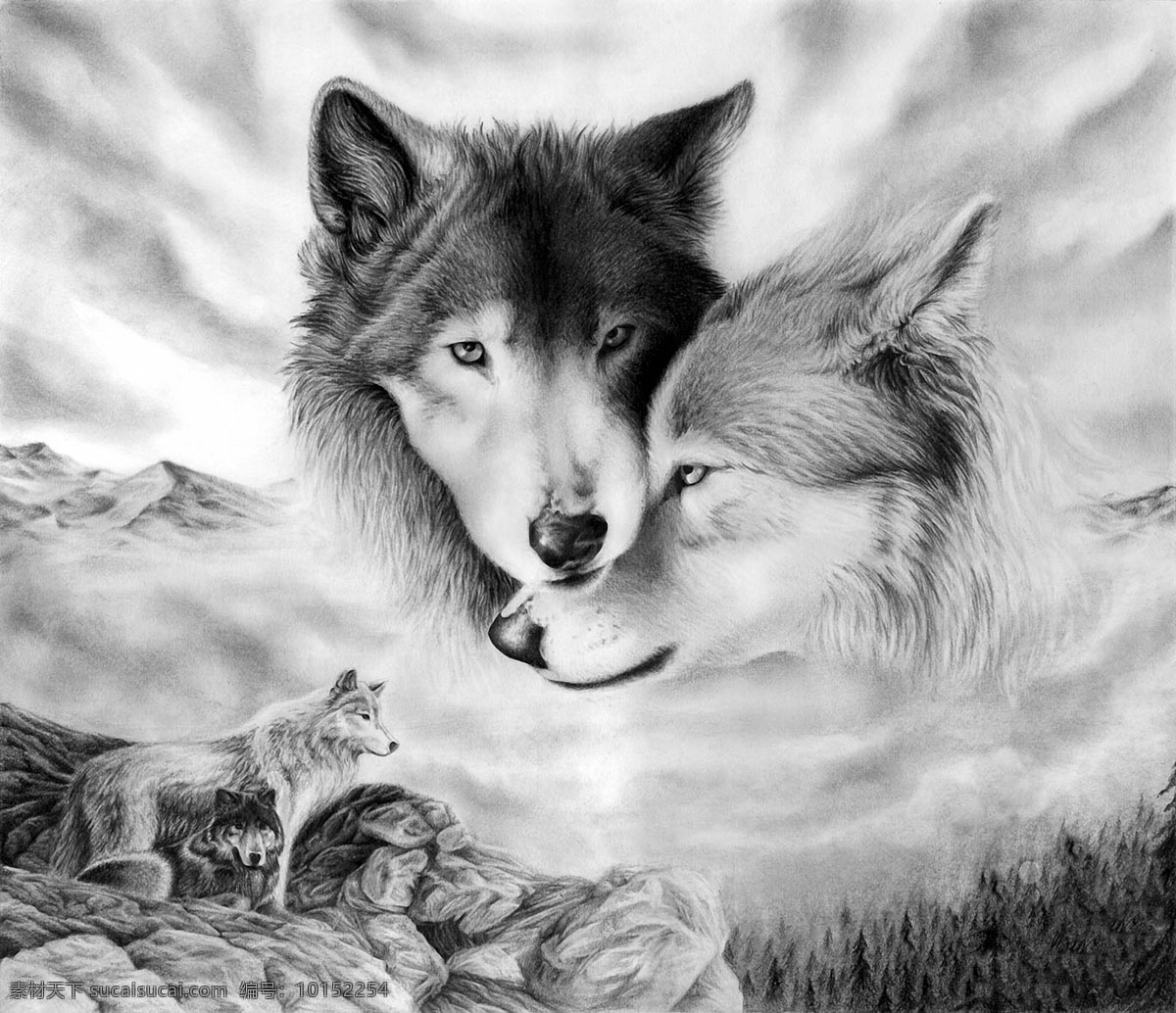 狼 　 动物 插图 动物插图02 设计素材 肉食动物 动物插图 书画美术 灰色