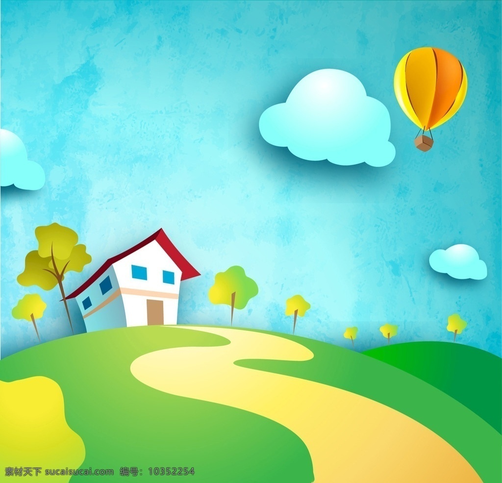 农村景观 房子 自然 卡通 风景 气球 空气 现场 国航 山航 农村 草甸 垂直 国家 房屋 农舍