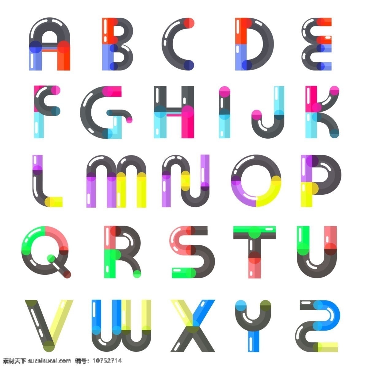 英文 字母 可爱 渐变 艺术 字 艺术字 字母表 大写字母 英文字母 简约 扁平化 卡通 立体 光点