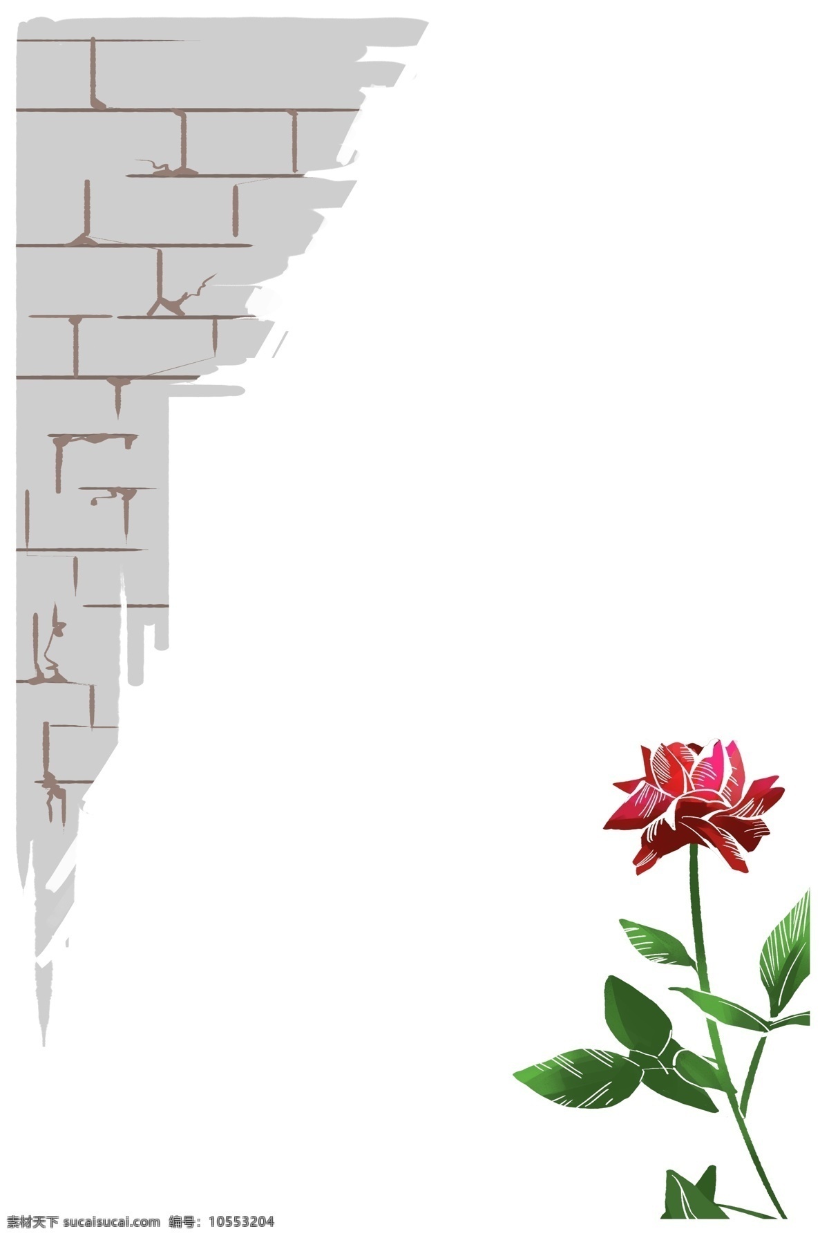 夏季 玫瑰 砖墙 边框 清新 墙砖