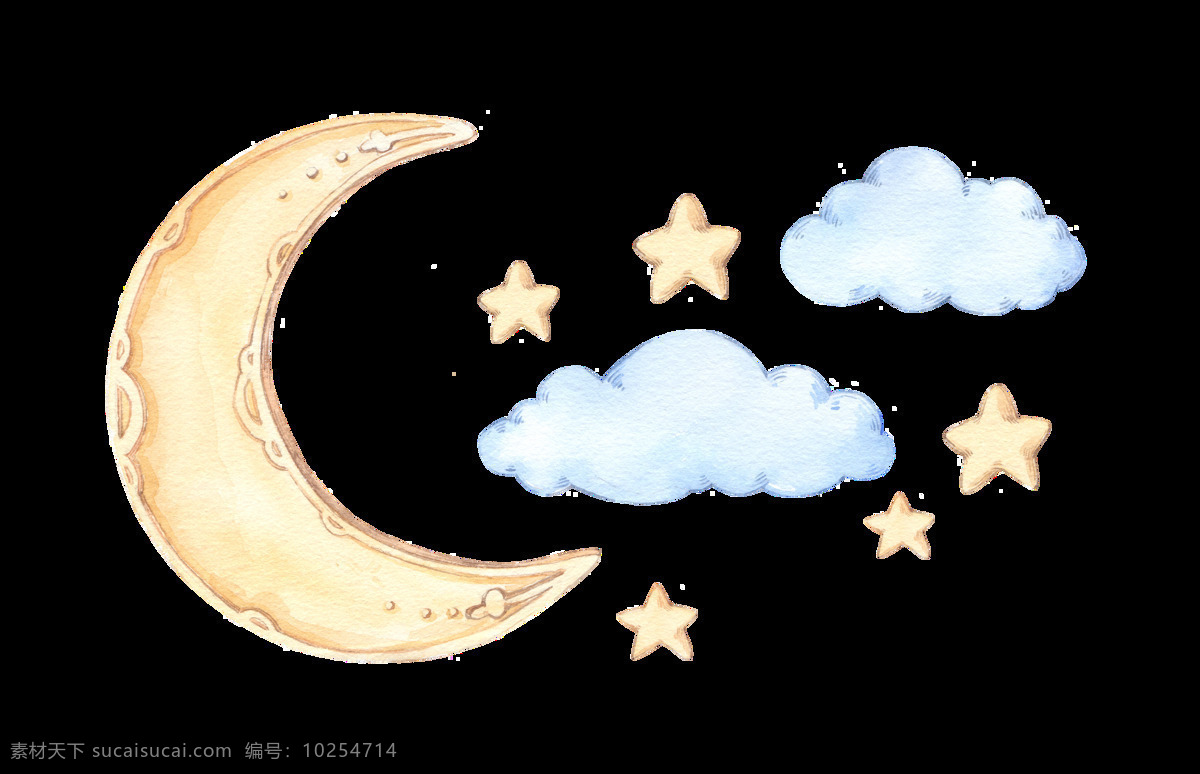 月亮图片 月亮 星星 云朵 卡通素材 活动素材