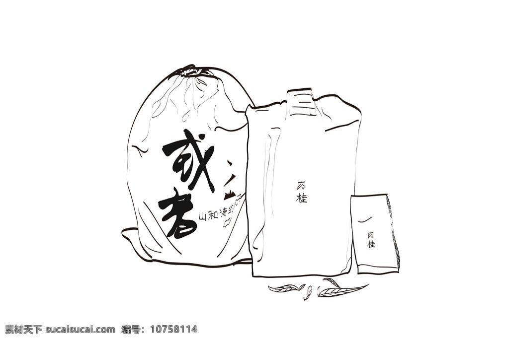 茶叶 包装 手绘 线稿 礼品袋 文化艺术 绘画书法