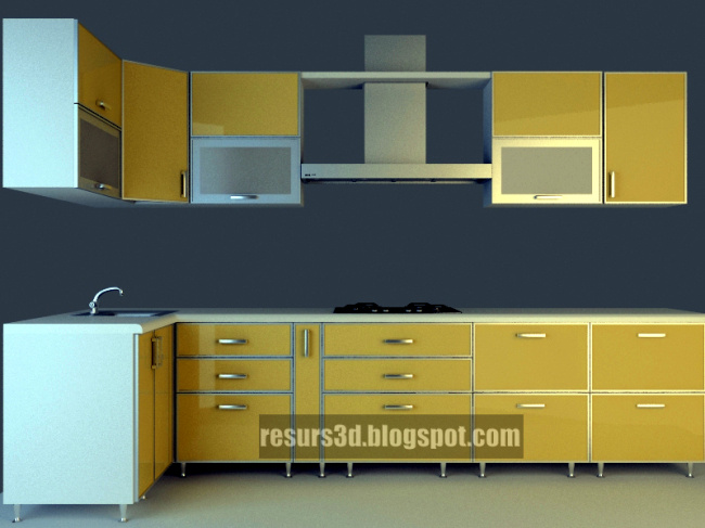 橱柜 模型 无 贴图 橱柜模型 厨具模型 吊柜模型 3d模型素材 厨卫模型