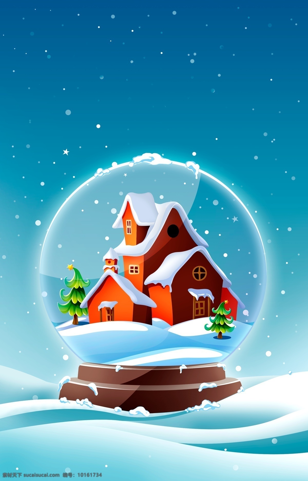 圣诞节 海报 背景 圣诞屋子 雪 节日 西方 庆祝 海报背景 水晶球 平面素材 分层