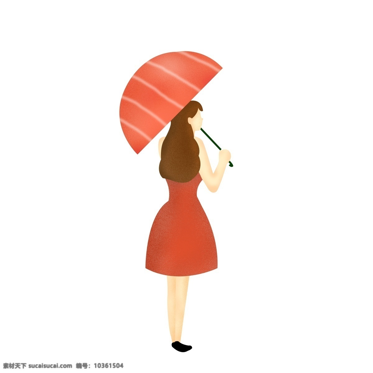 红色 衣服 女生 雨伞 图案 打雨伞