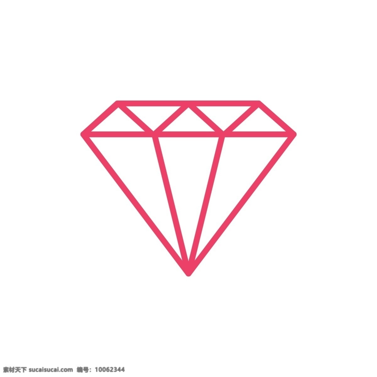 玫 红色 线性 钻石 情人节 图标