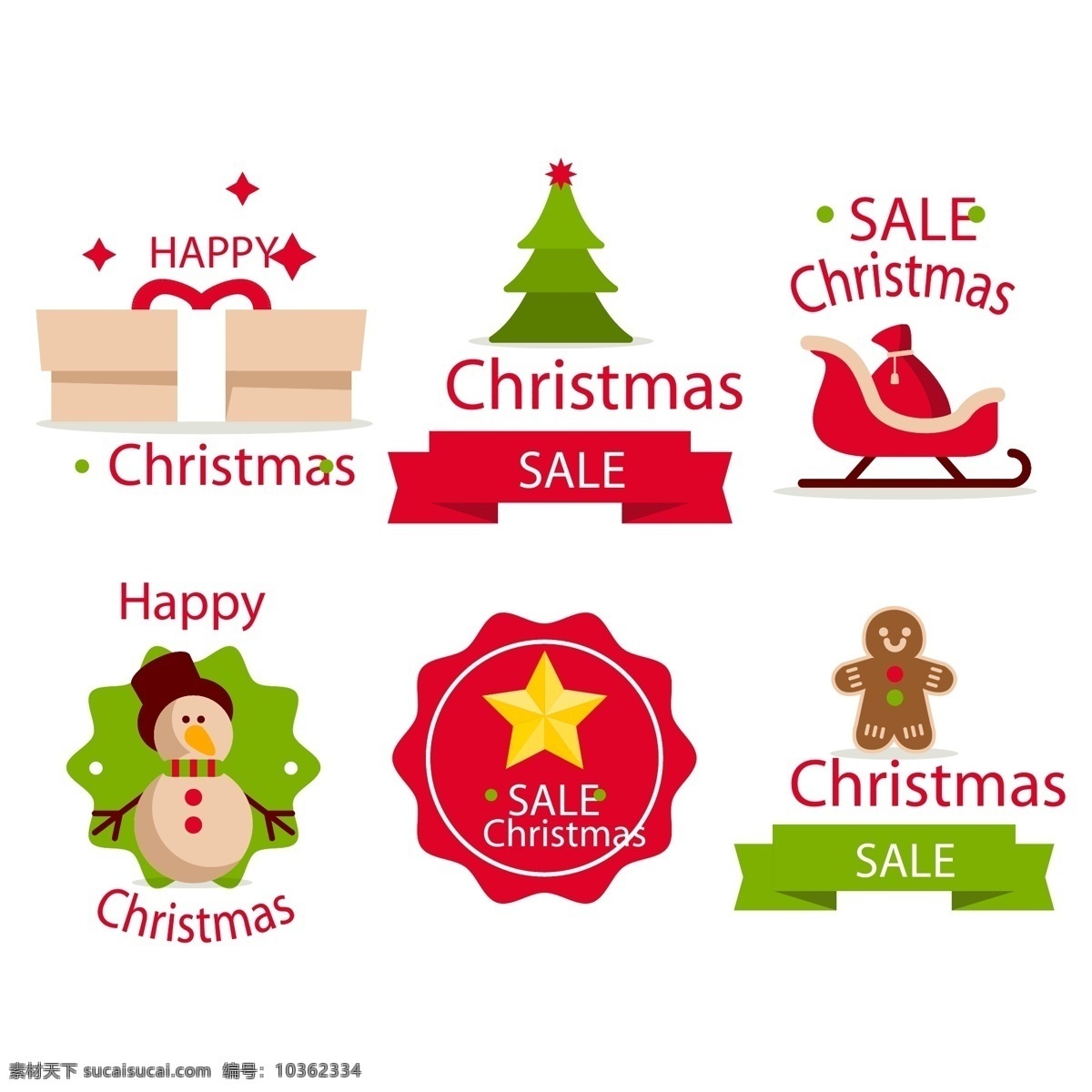 可爱 圣诞节 标签 星星 矢量素材 卡通 姜饼人 圣诞树 雪人 礼物 英文