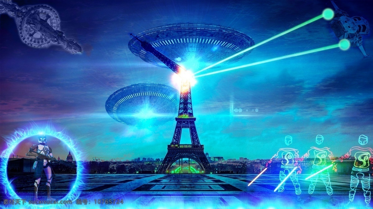 星际 大战 科幻 背景 星际大战 铁塔激光效果 外来战争