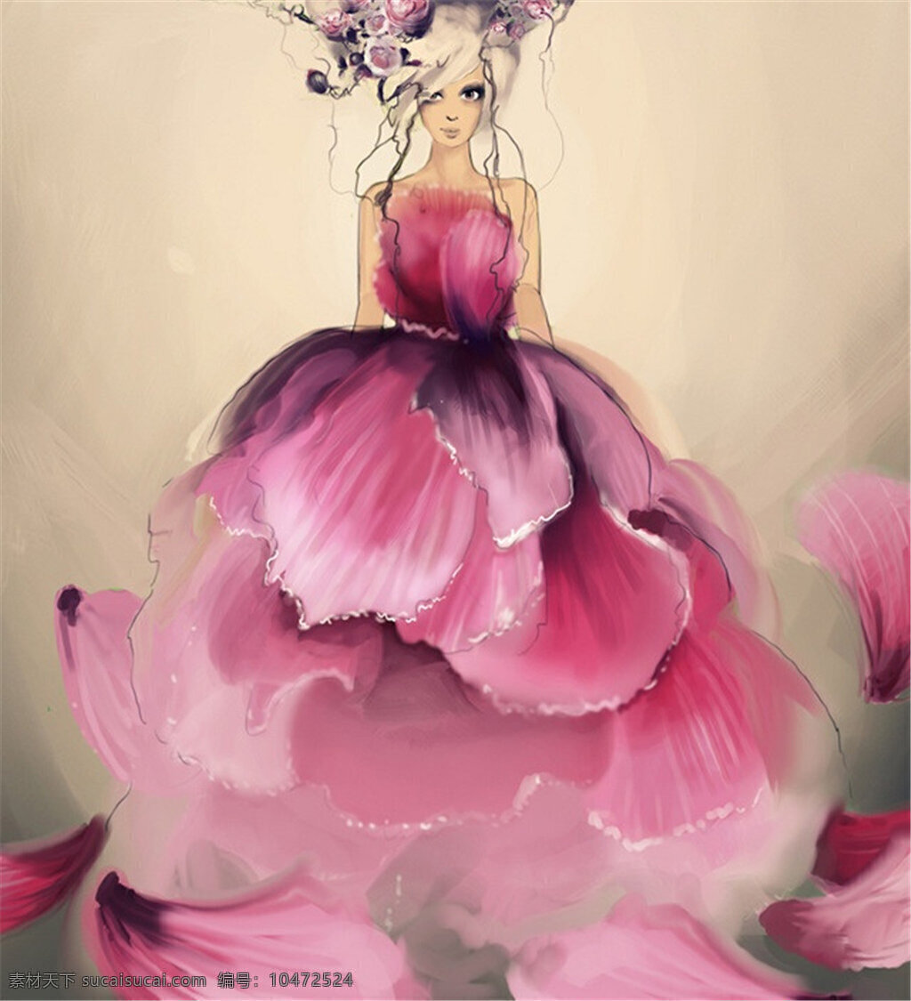 粉色 花瓣 灵感 礼服 设计图 服装设计 时尚女装 女装设计 效果图 短裙 服装 服装效果图 长裙 花式灵感 花朵服装