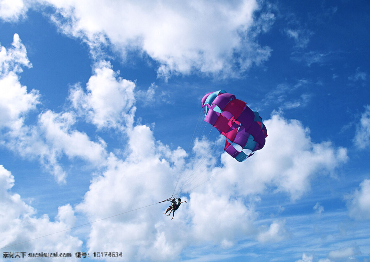 跳伞的人 旅游 风景区 夏威夷 夏威夷风光 悠闲 假日 天空 运动 蓝天白云 跳伞 降落伞 海洋海边 自然景观 蓝色