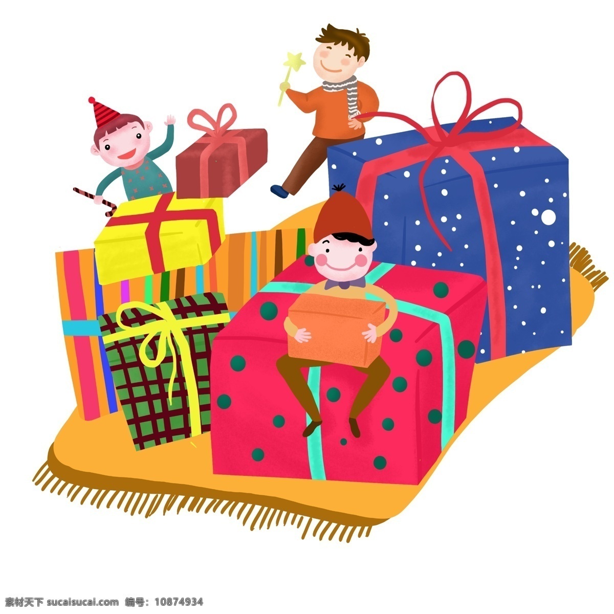 手绘 圣诞节 礼物 插画 礼物盒 手绘人物 蓝色 圣诞节礼物 礼物盒插画 手绘礼物盒 插图
