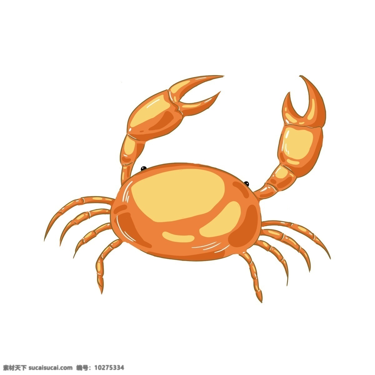 手绘 卡通 黄色 螃蟹 插画 手绘螃蟹 卡通螃蟹插画 黄色的螃蟹 美味的螃蟹 爬行动物 海洋动物 海鲜 美食