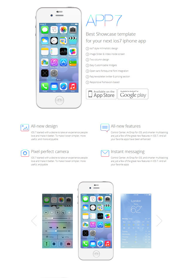 iphone 系统 app 功能 介绍 模板 苹果 手机 网页素材 html htmljs 白色