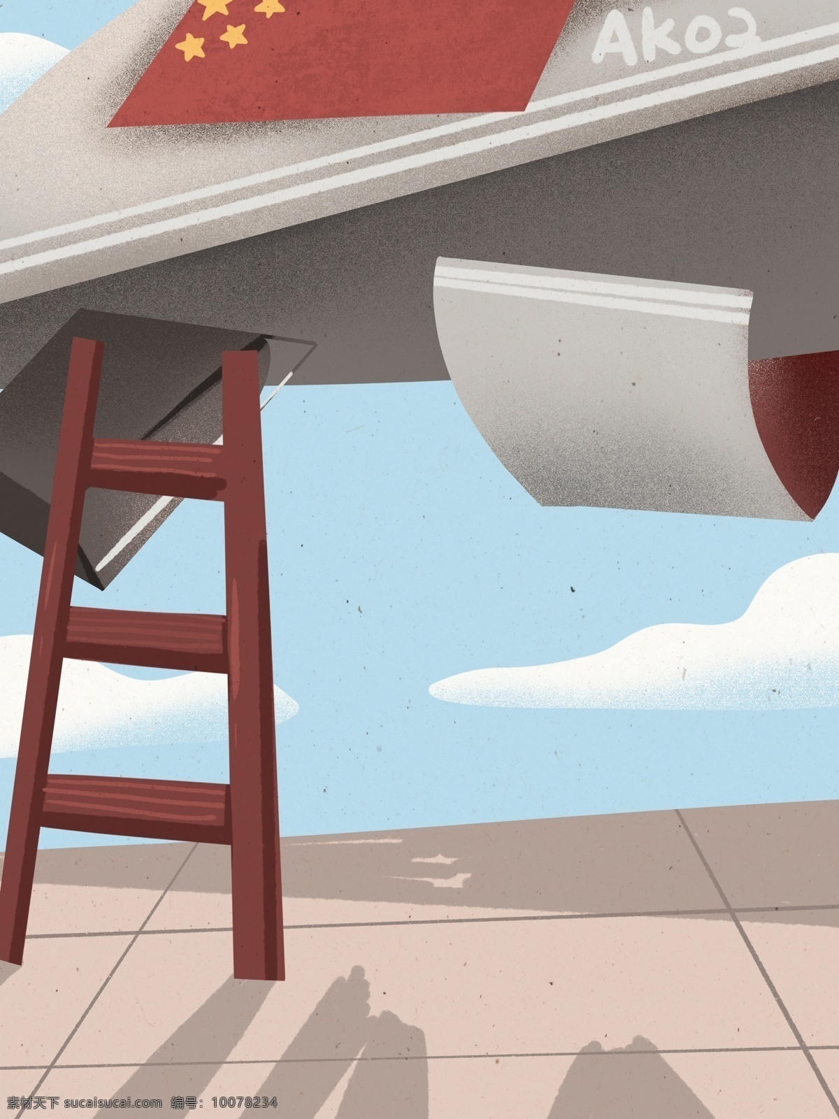 卡通 手绘 航空 飞机 插画 背景 航空飞机 插画背景 手绘背景 卡通背景 蓝天白云 通用背景 中国飞机