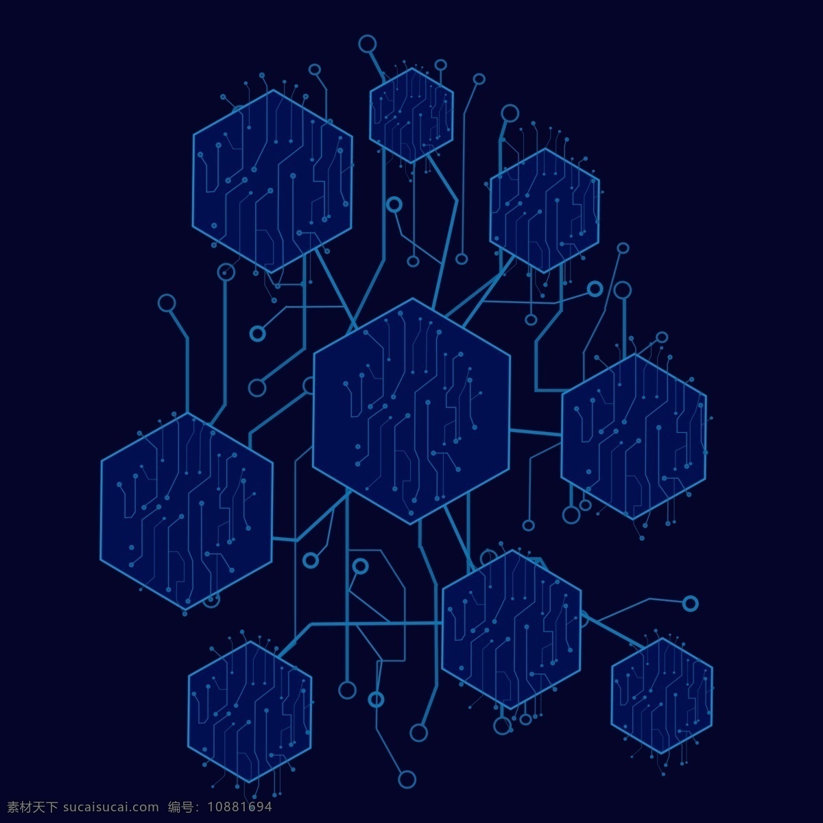 原创 智能 六边形 芯片 科技感 智慧 装饰元素 六边形芯片