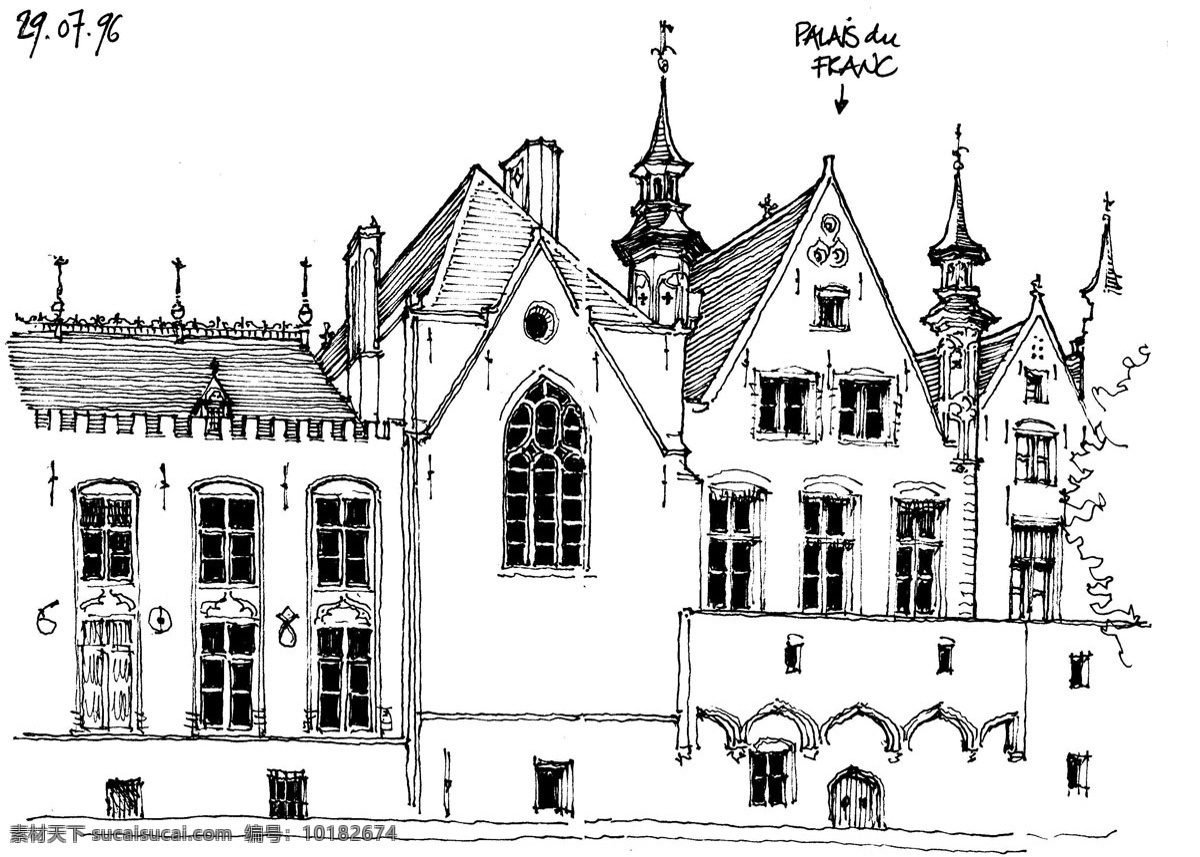 欧式 建筑 城堡 效果图 平面图 手绘图 图纸 建筑施工图 建筑平面图 欧式建筑 建筑效果图
