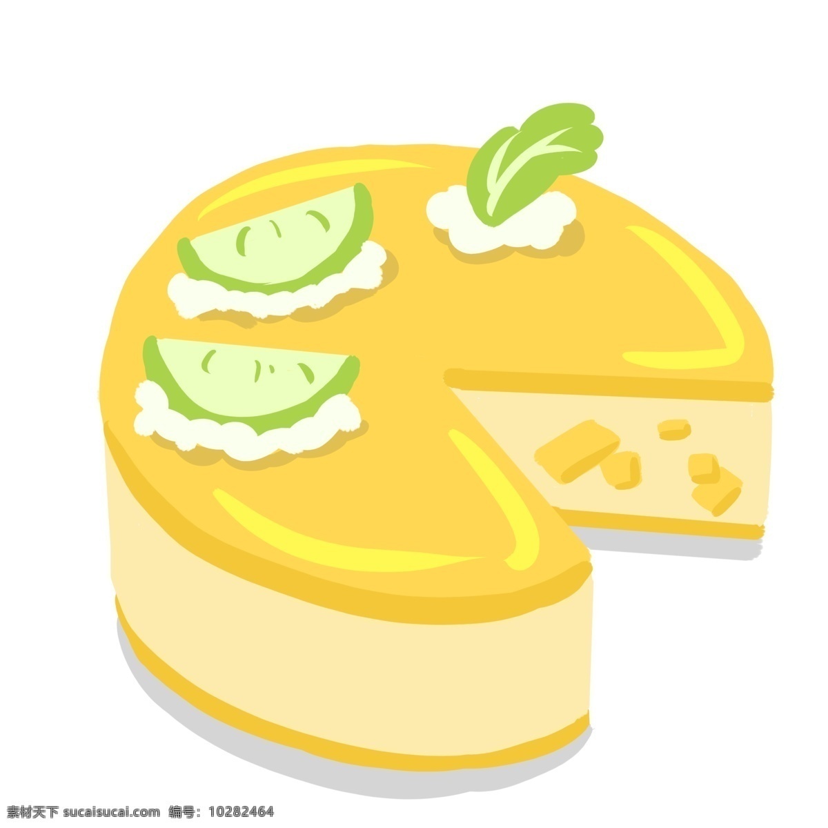 美食 蛋糕 黄色 卡通 橘子 青柠 免抠