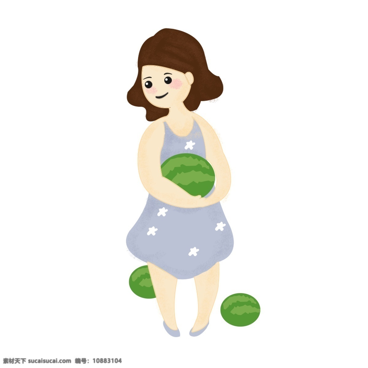 传统 立夏 节气 元素 立夏节气 简约立夏 可爱立夏 中国 小黄 人物 形象 西瓜 夏天