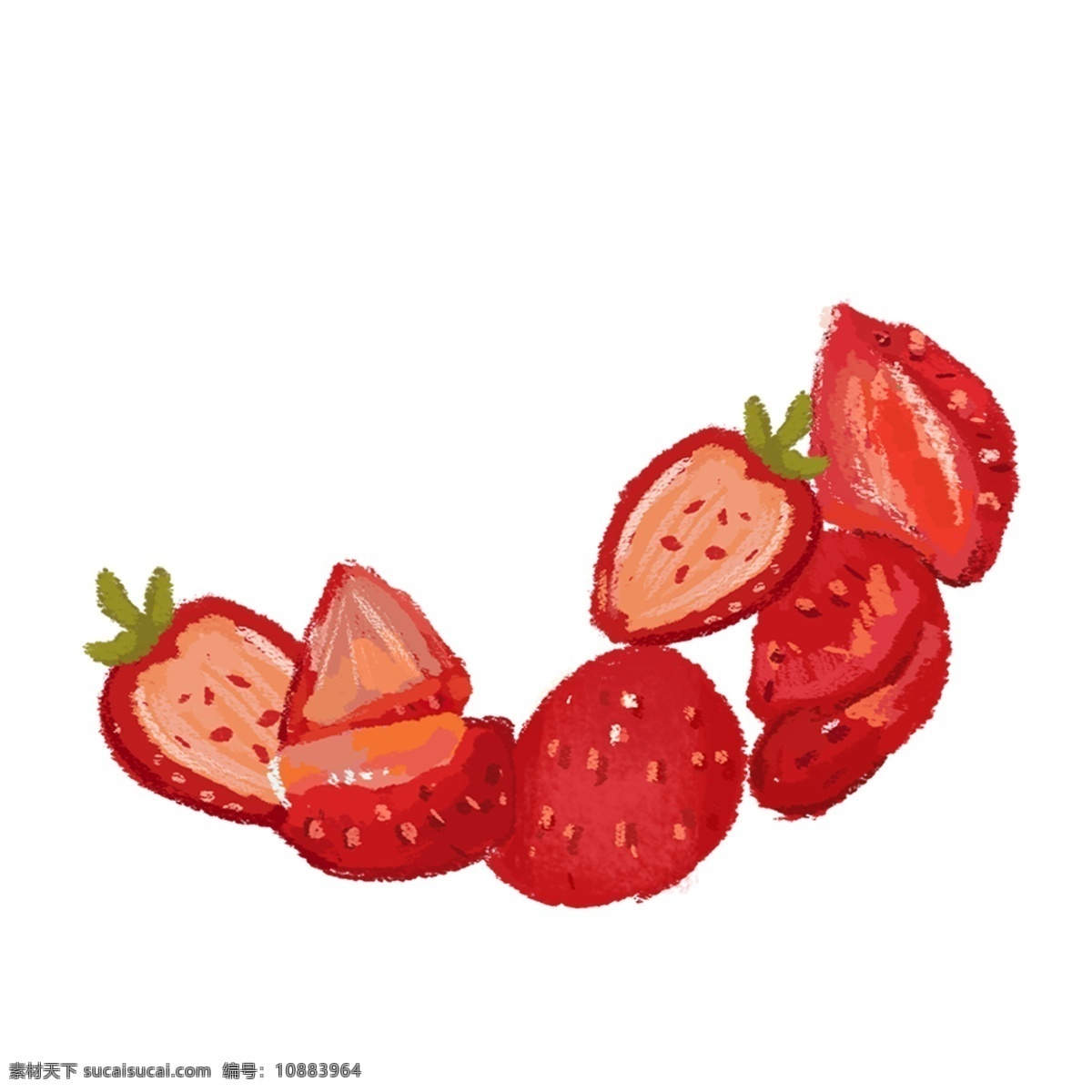 草莓 卡通 切开的草莓 红色草莓 草莓水果 水彩草莓 卡通红色草莓 手绘草莓 水果