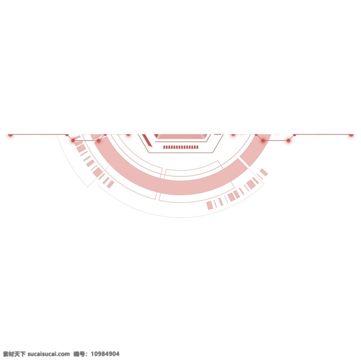 红色 科技 感 圆环 装饰 创意 科技感 半圆环 装饰素材