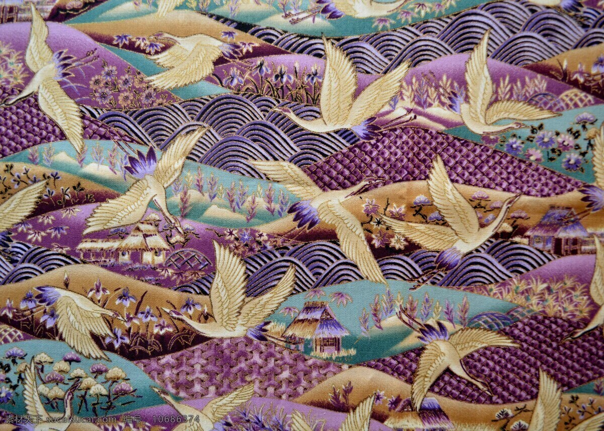 织物图案 纺织 织物 布 模式 纹理 飞 鸟 背景 老式 背景设计 纹理背景 宏大 底纹 壁纸 抽象 简约 紫色 黄色