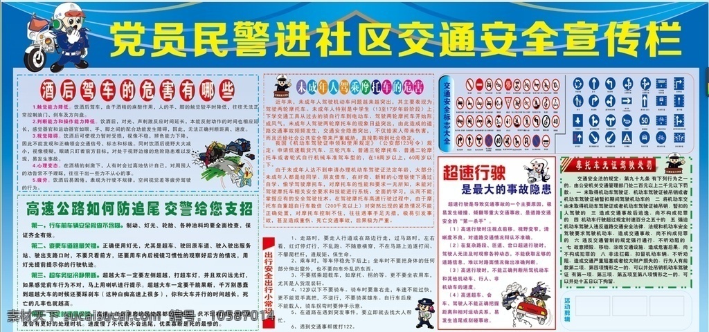 党员 民警 进 社区 交通安全 展板 党员民警 进社区 交警队 社区交通安全 展板模板