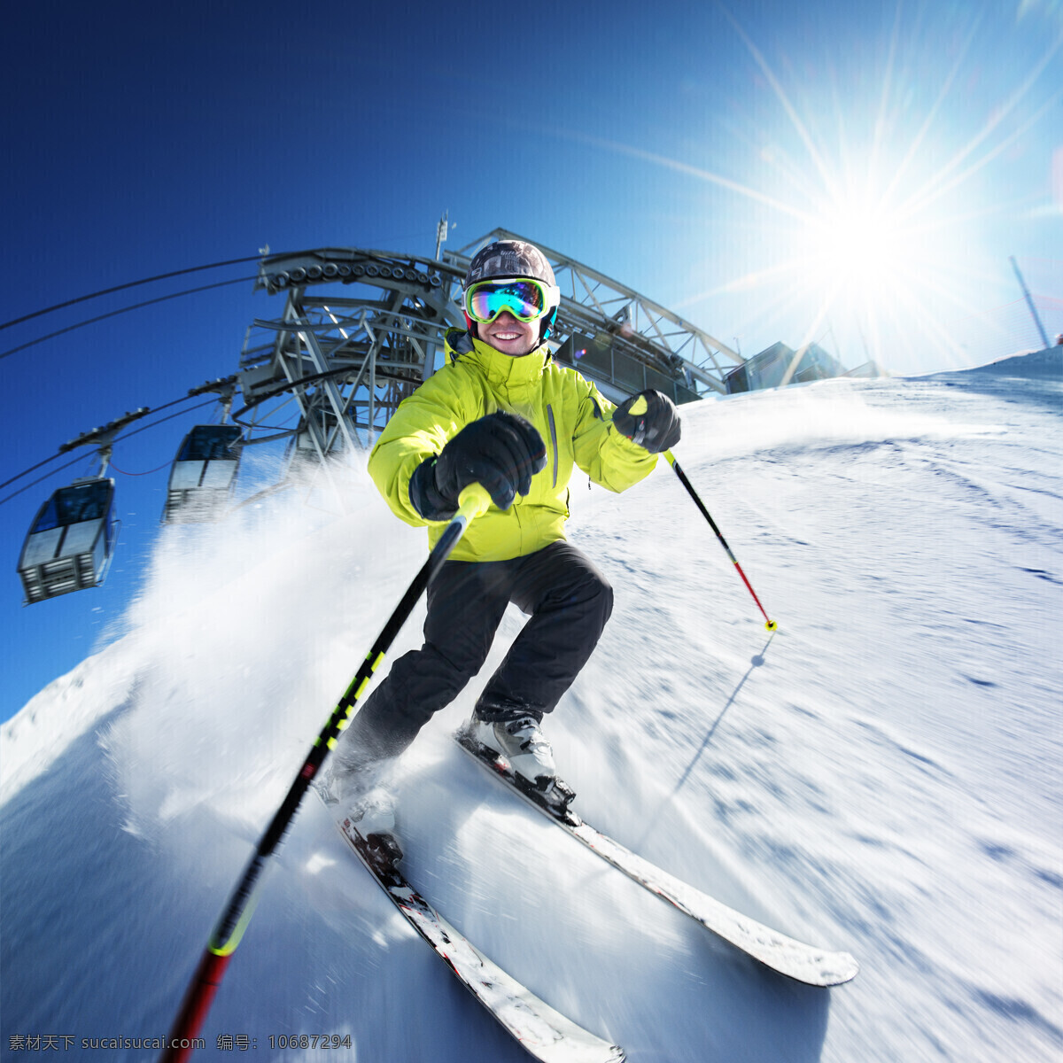 雪花 滑雪 人物 机器 缆车 阳光 雪花飞舞 运动 雪地 滑雪板 户外运动 滑雪图片 生活百科