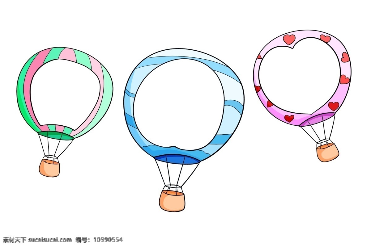 热气球 相框 装饰 插画 三个相框 热气球相框 漂亮的相框 创意相框 立体相框 相框装饰 相框插画