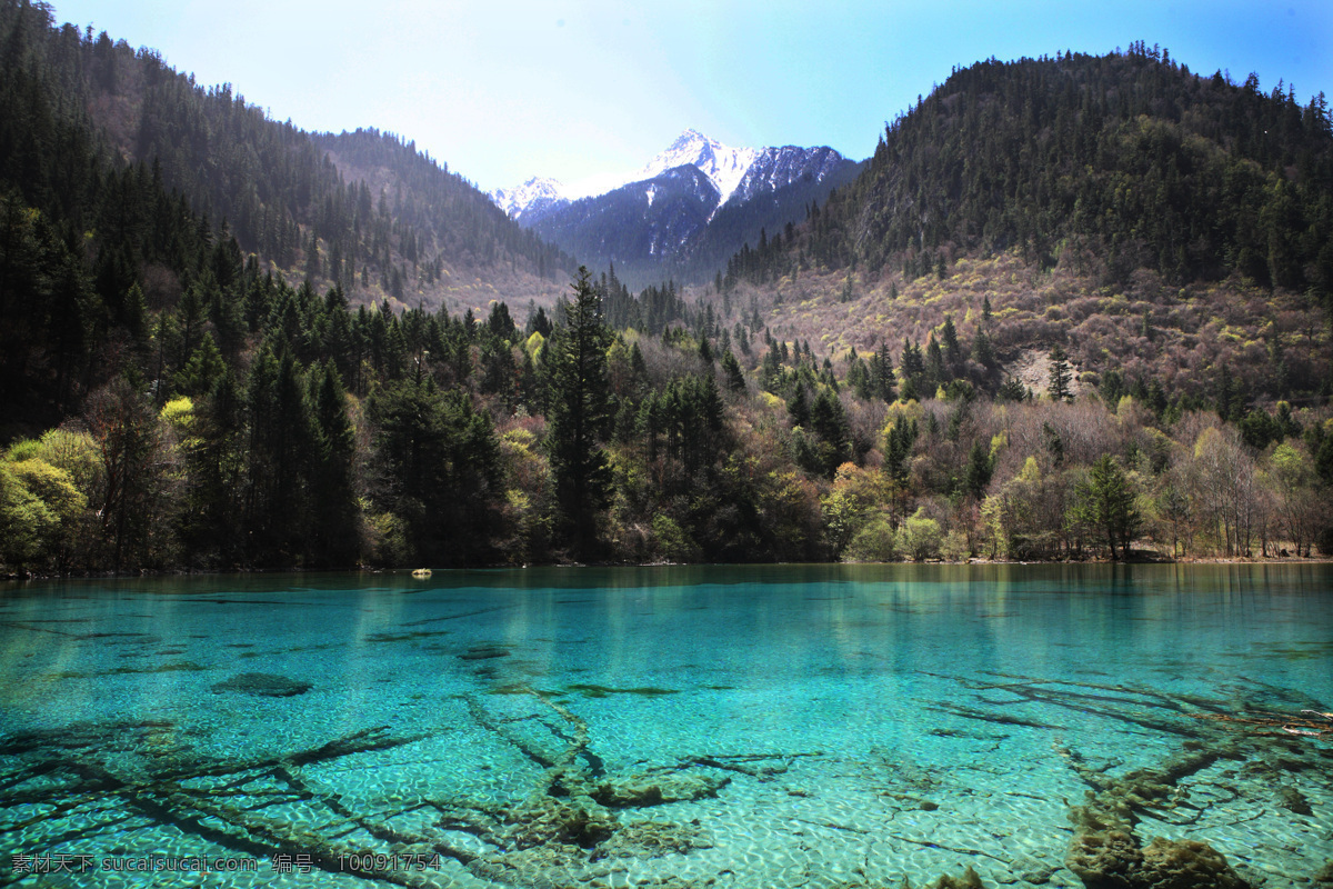 九寨沟风光 九寨沟 山水 山峦 水面 树林 自然景观 风景名胜