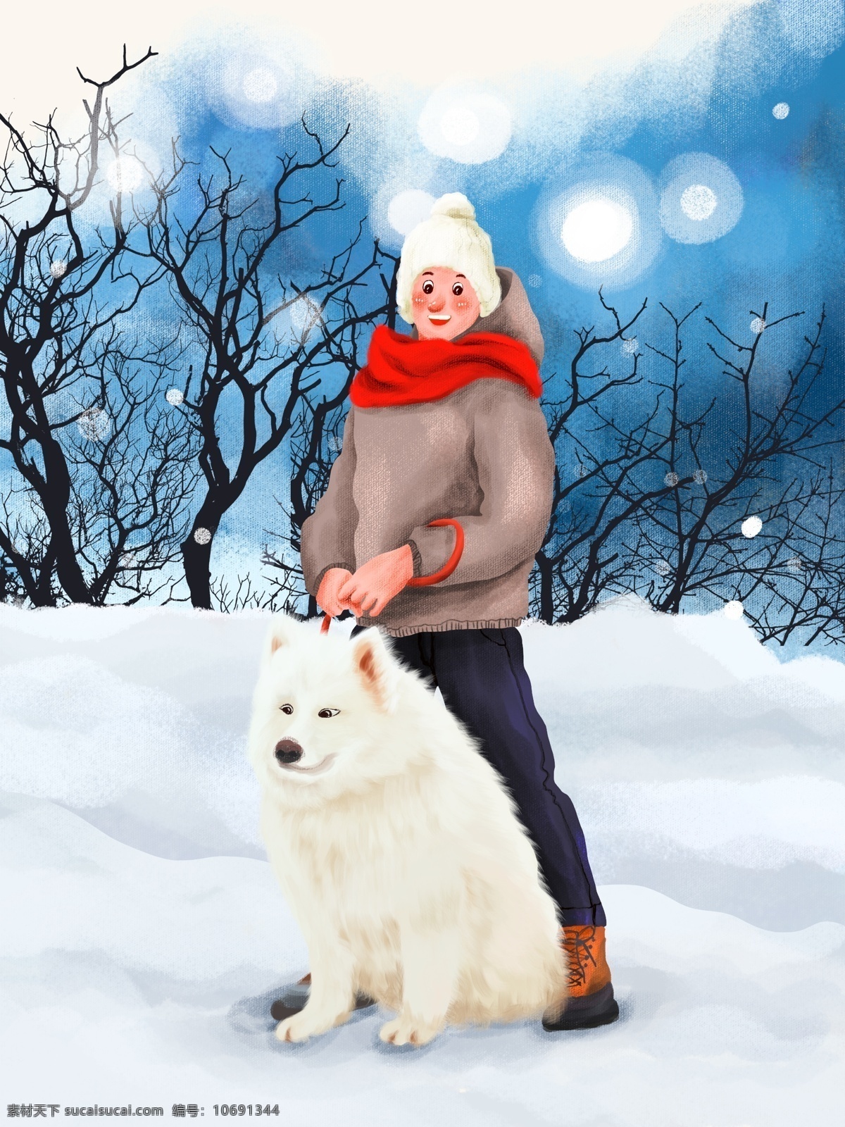 十二月 你好 冬季 户外 雪地 玩耍 小 男孩 可爱 冬天 十二月你好 小男孩 雪地犬 萌宠 狗狗 少年