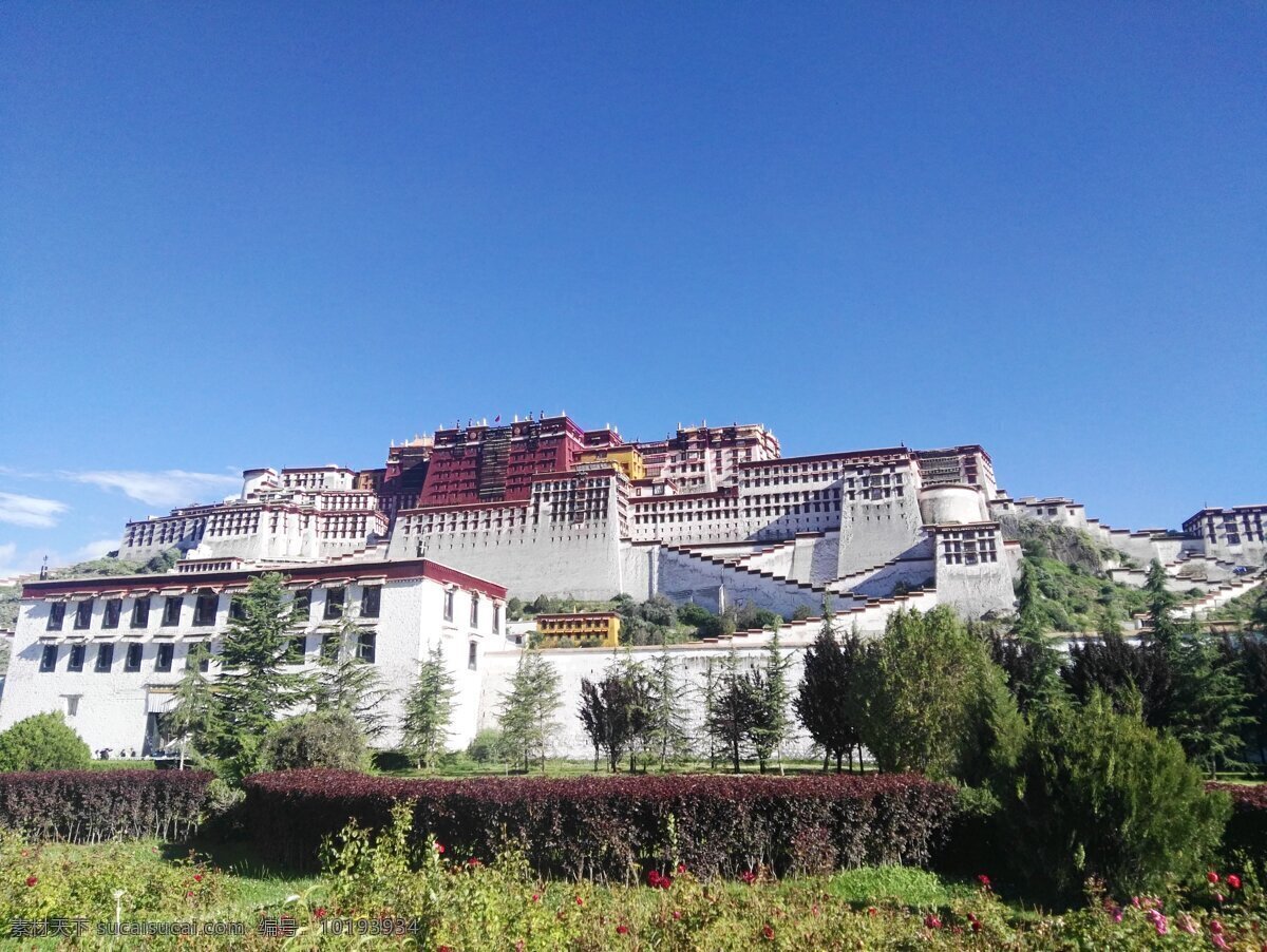 布达拉宫 蓝天 草地 西藏 拉萨 藏族 建筑 宏伟 建筑园林 建筑摄影