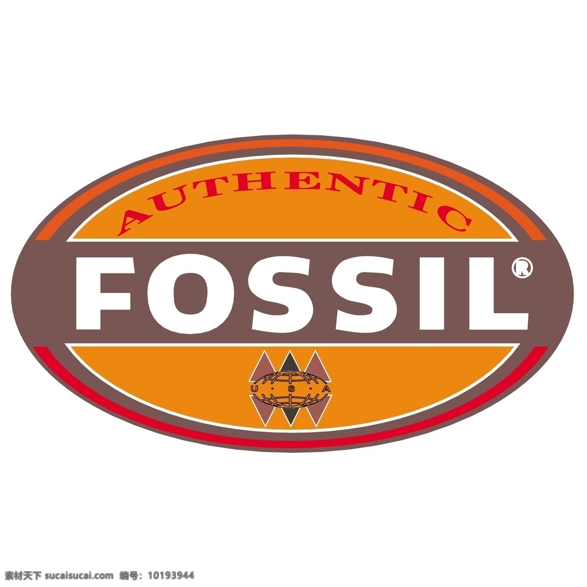 椭圆形 fossil 简单 logo 创意 时尚 英文 标志 白色