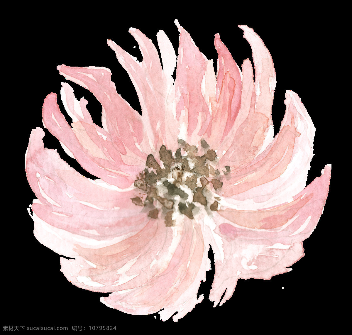 水墨 花卉 卡通 透明 抠图专用 装饰 设计素材
