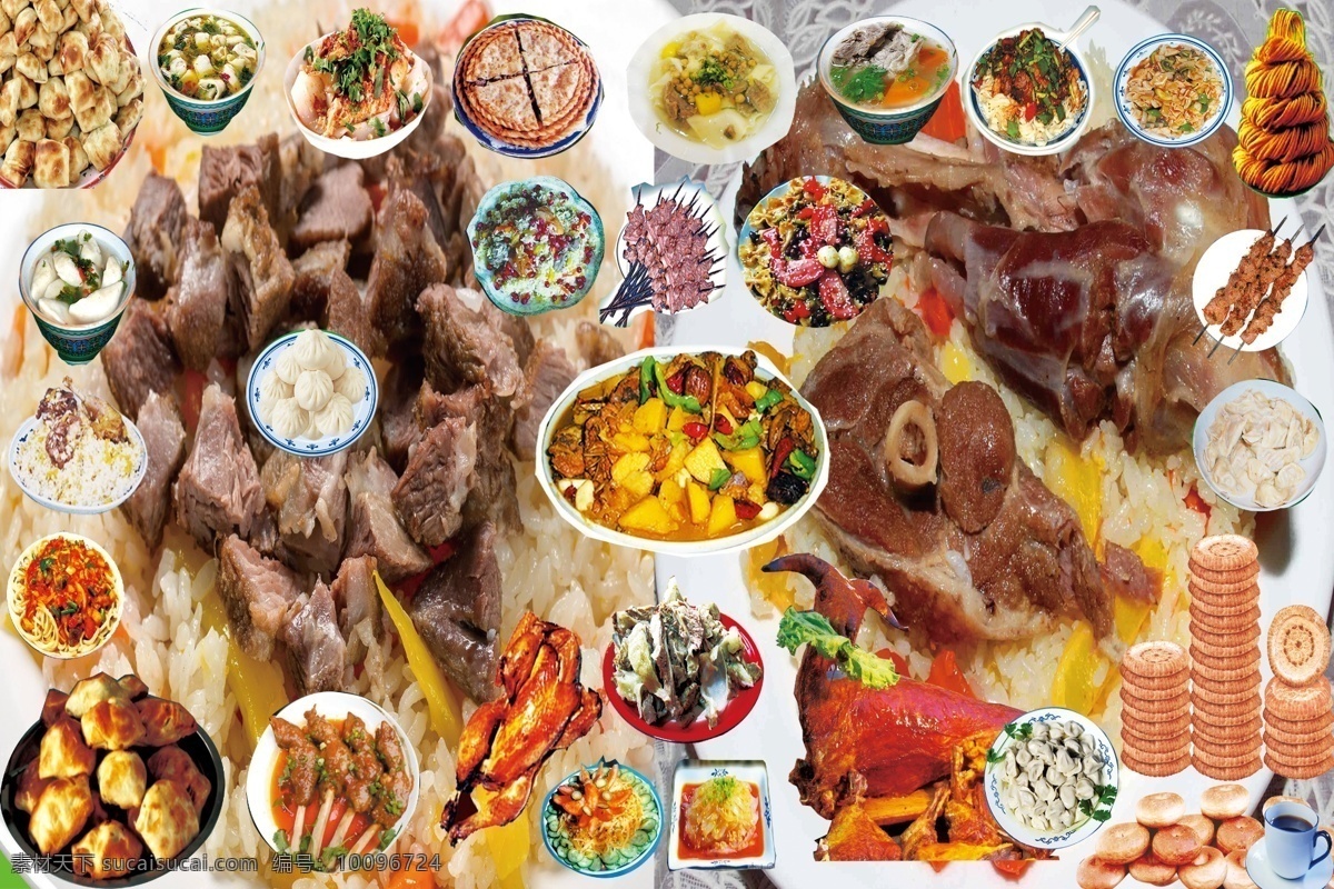 新疆饭菜 抓饭 烤肉 美食 新疆美食 分层