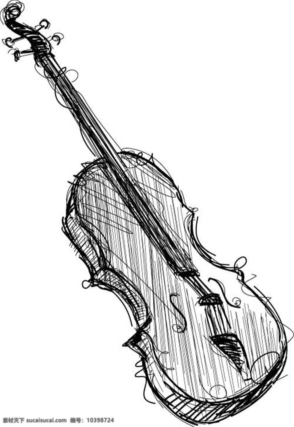 黑色小提琴 黑色 手绘 逼真 涂鸦 小提琴 音乐