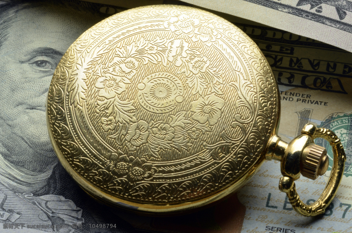 美元 纸币 计时器 创意设计 商业 商务 职场 企业 公司 钞票 金色 黑色