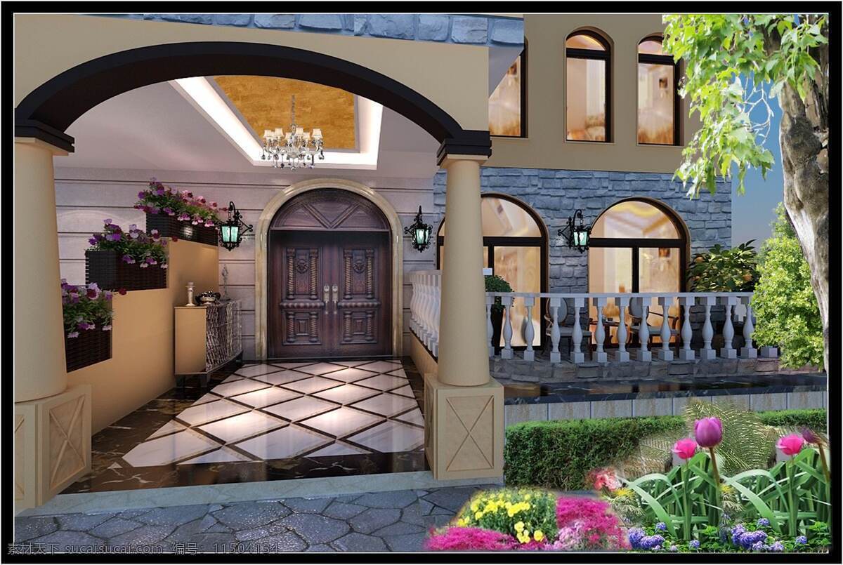 3d设计 3d作品 户外 花园 罗马柱 门厅 欧式 入户 设计素材 模板下载 欧式入户门厅 家居装饰素材
