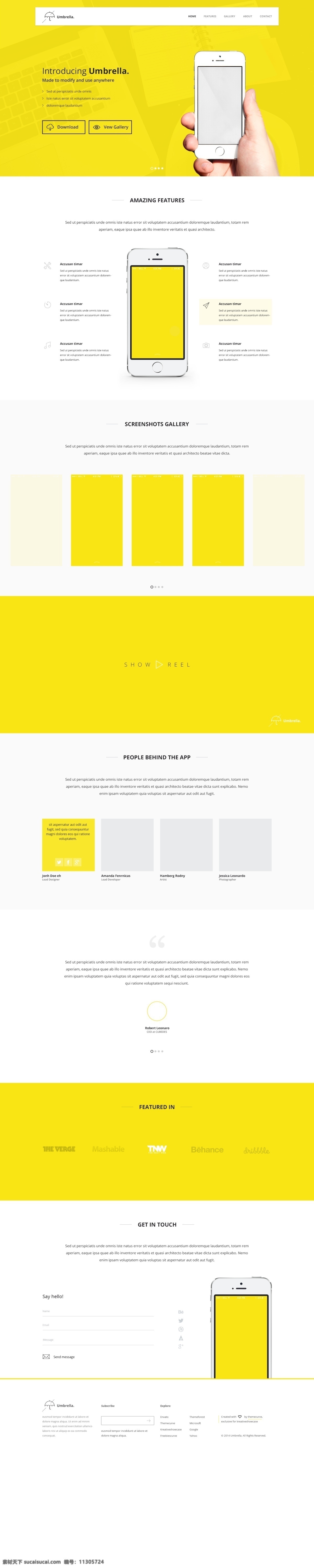 umbrella 网站 模板 风格 黄色 简约 界面 网页 网站模板 网页素材 网页模板