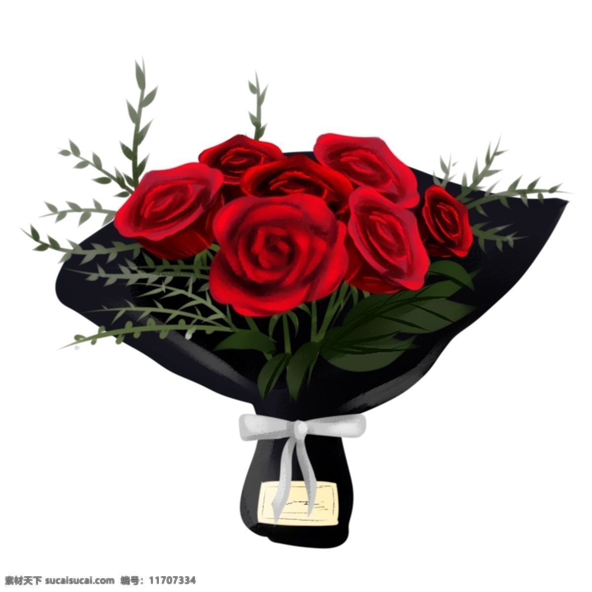 商用 手绘 节日 花束 植物 花花 艺 红玫瑰 海报素材 元素 插画 花 花艺 玫瑰
