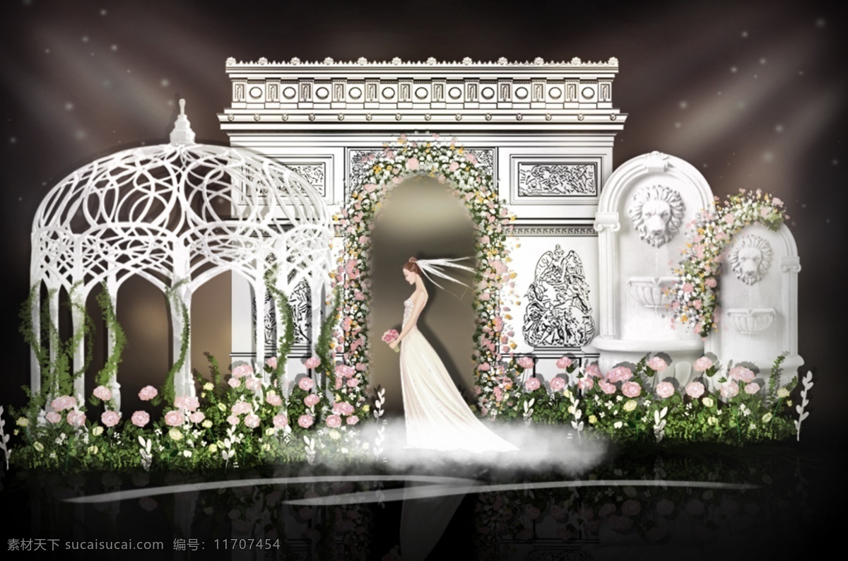 简约 欧式 建筑 雕塑 婚礼 效果图 欧式建筑 婚礼效果图 欧式雕塑 欧式花园