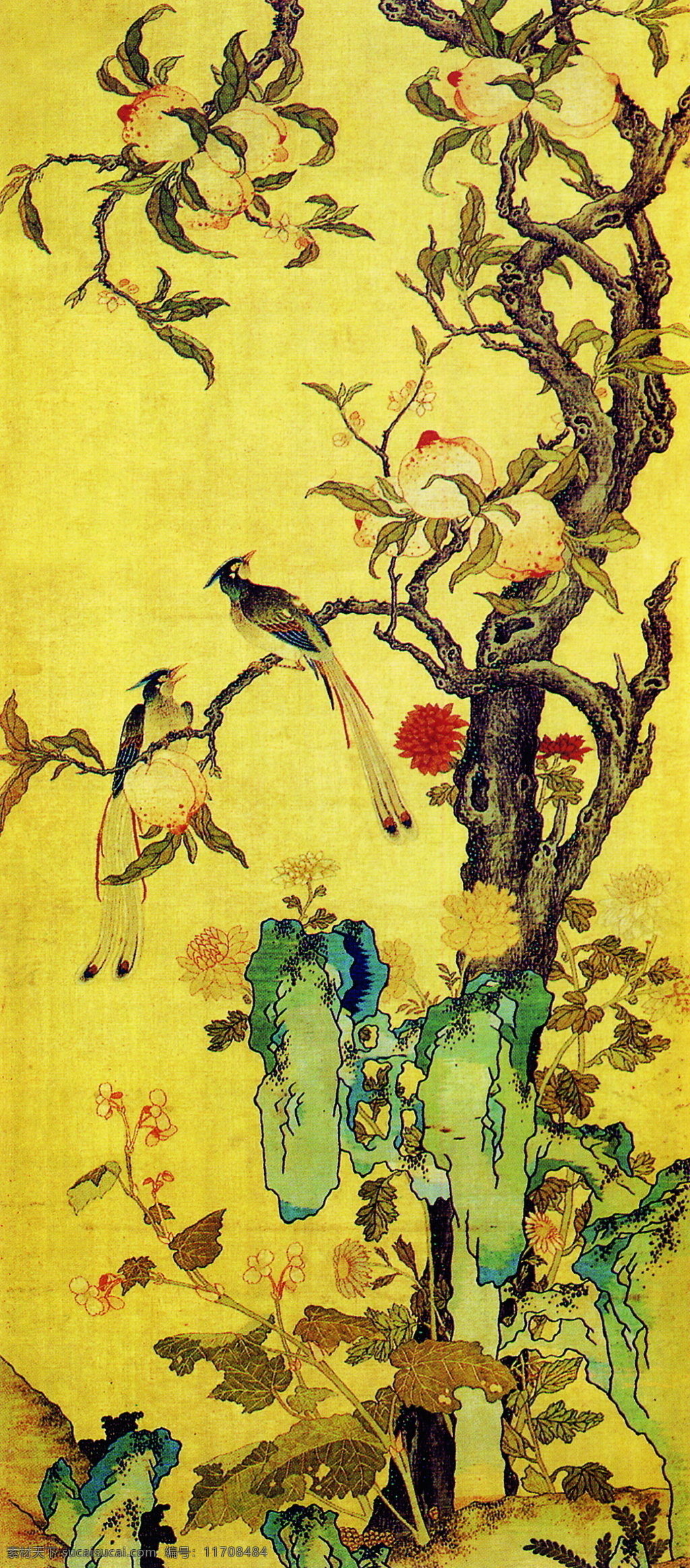 花鸟名画 中国画 古典 藏画 古典藏画 设计素材 书画美术 黄色