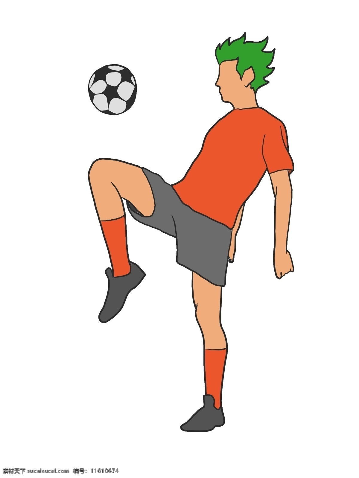 户外 踢 足球 小 男孩 户外健身 黑白足球 圆形足球 卡通人物 健身的小男孩 运动健身