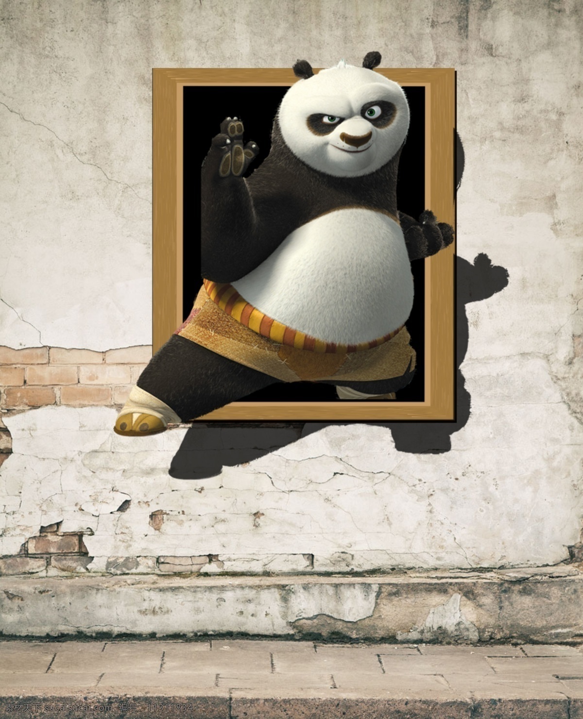 功夫熊猫 3d 立体墙画 流行 熊猫 窗框 hhh制造 国内广告设计 广告设计模板 源文件