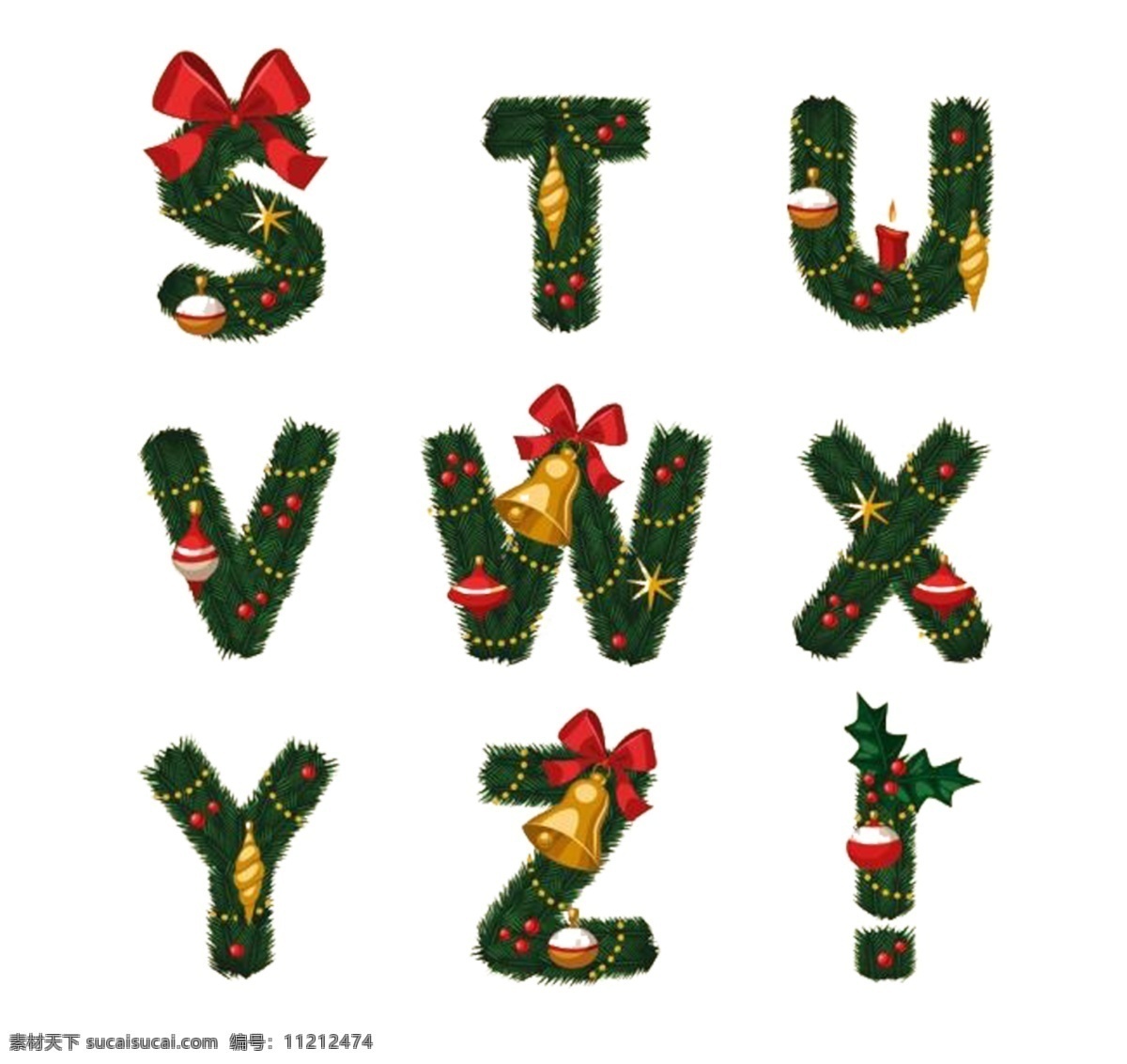圣诞字母图片 圣诞字母 字母素材 s t u w v y z