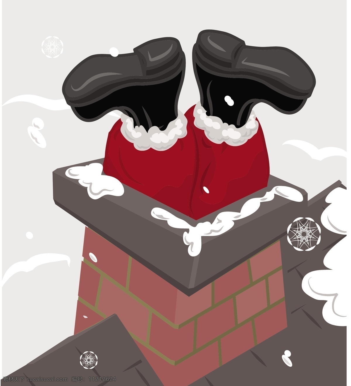 缤纷 圣诞节 系列 缤纷圣诞节 礼物 圣诞老人 圣诞帽子 雪人 烟囱 矢量 节日素材