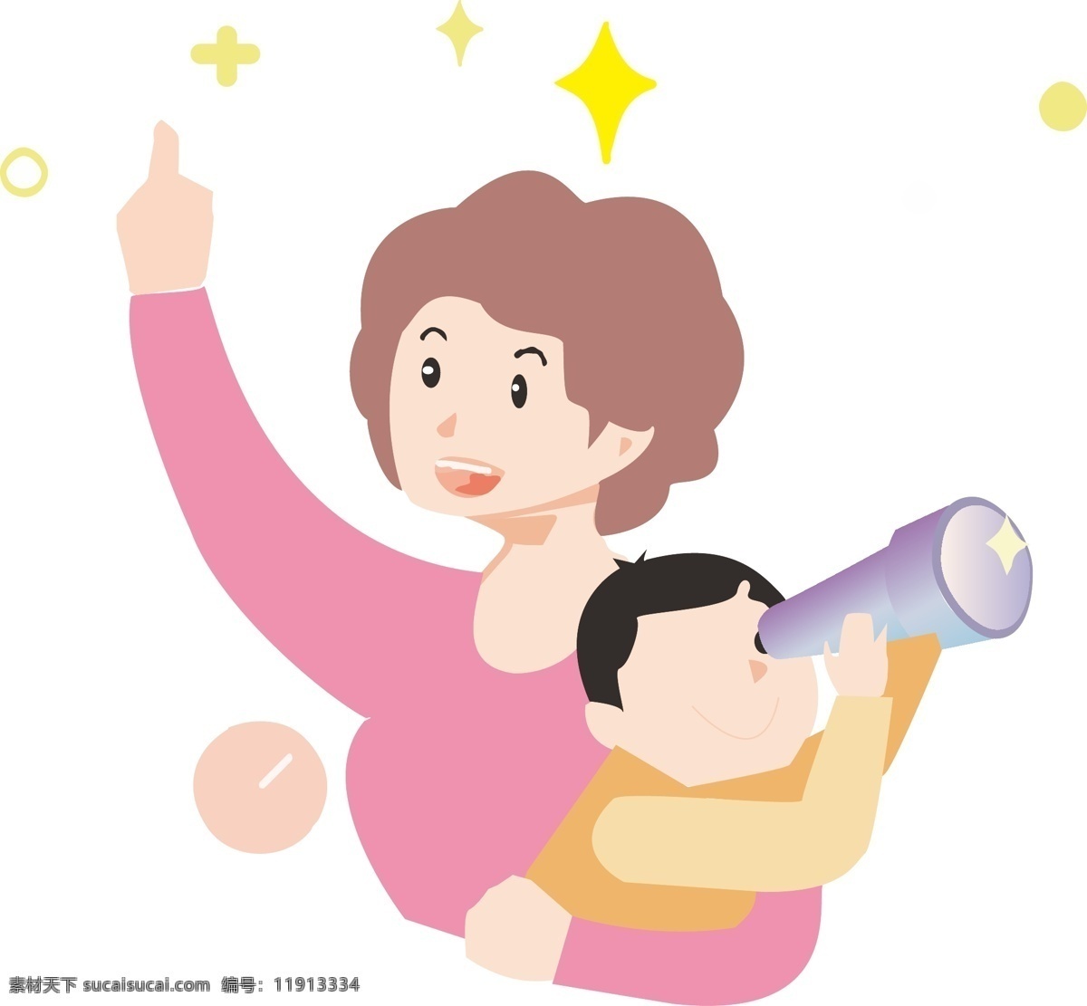 手绘 抱 孩子 妈妈 矢量 免 抠 图 卡通 母亲节 母亲 母爱 望远镜 扁平 渐变 母亲节主题