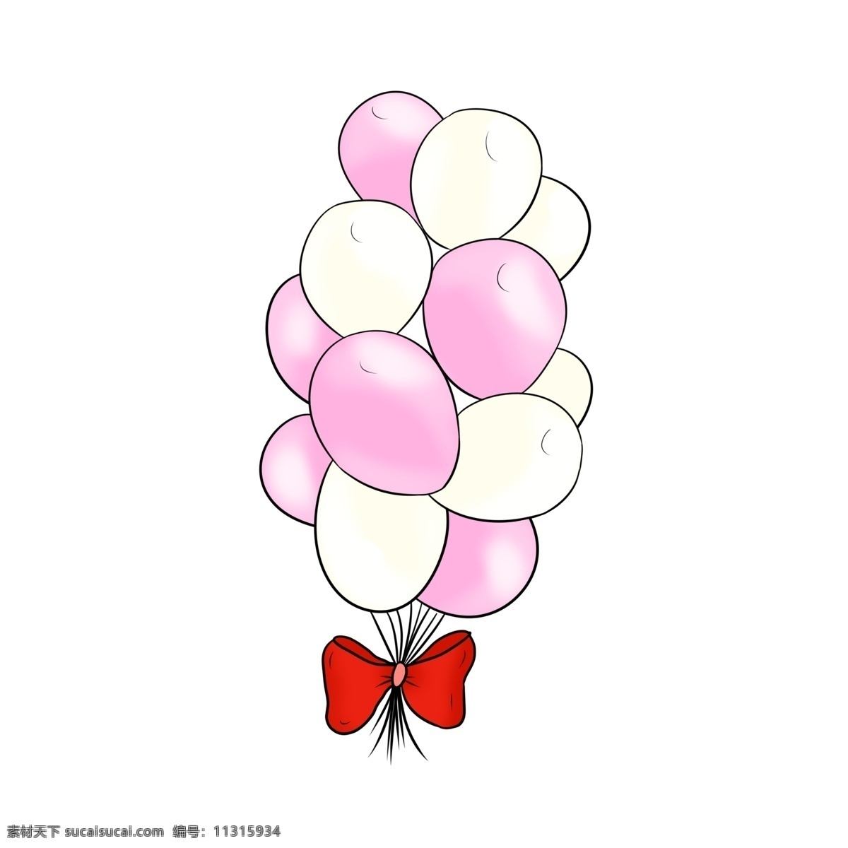 婚礼 气球 装饰 插画 婚礼气球 紫色气球 白色气球 气球装饰 红色蝴蝶结 浪漫 婚庆 漂浮的气球