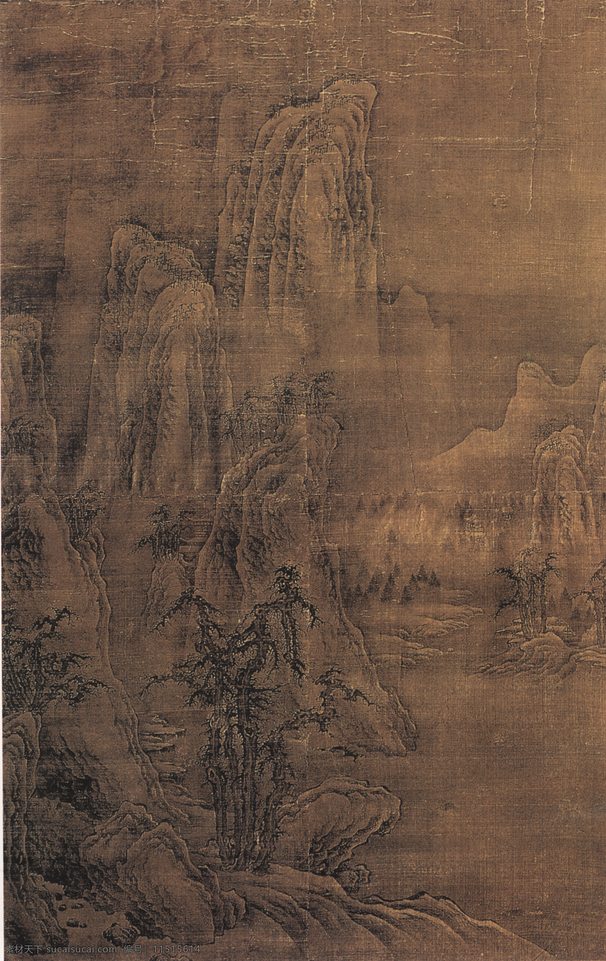 山水 名画 书画 雪山 猎 图 国画 山水画 中国水墨画 雪山归猎图 文化艺术